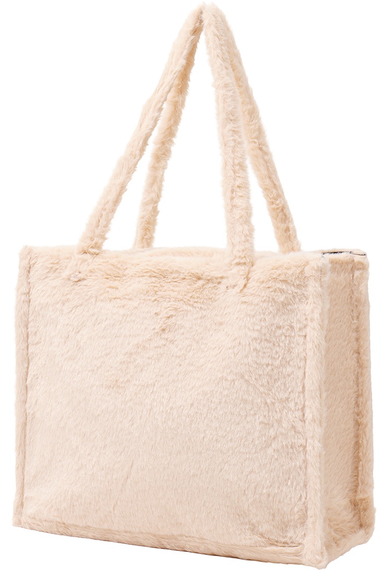 Y-B3.4 BAG1014-001-3 Fluffy Faux Fur Shopper 36x29x13.5cm Beige