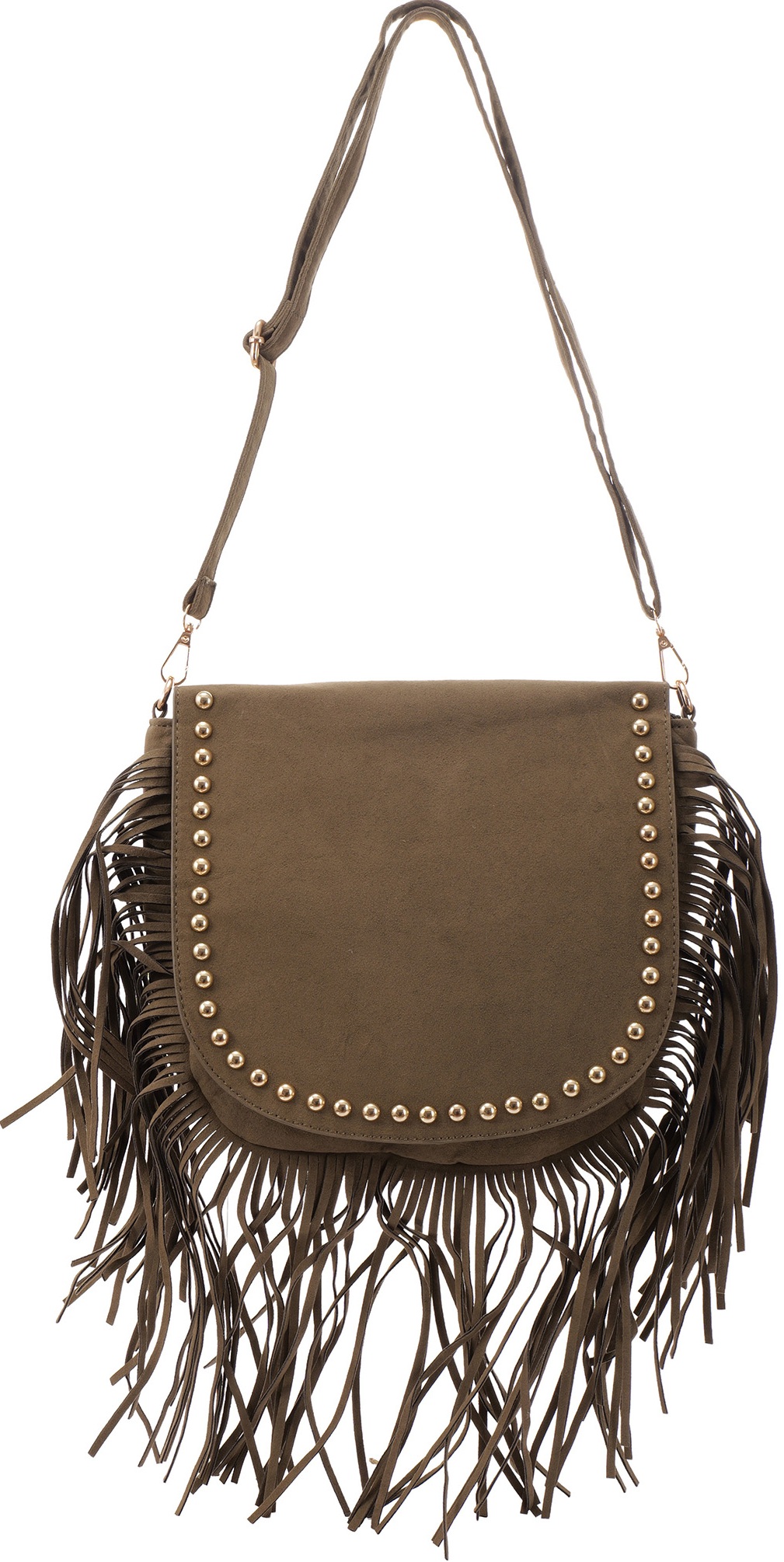 Q-O7.2 BAG1122-001-4 PU Bag Fringes and Studs 30x27cm Green