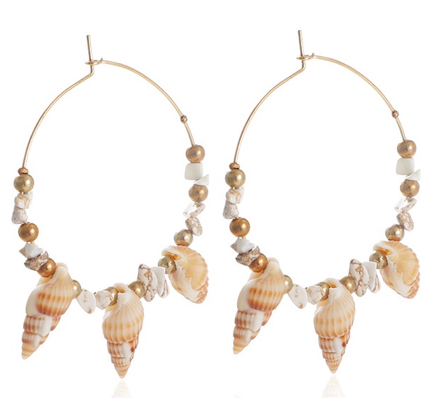 E-F21.1 E2431-023 S. Steel Earrings Shells 6x4cm