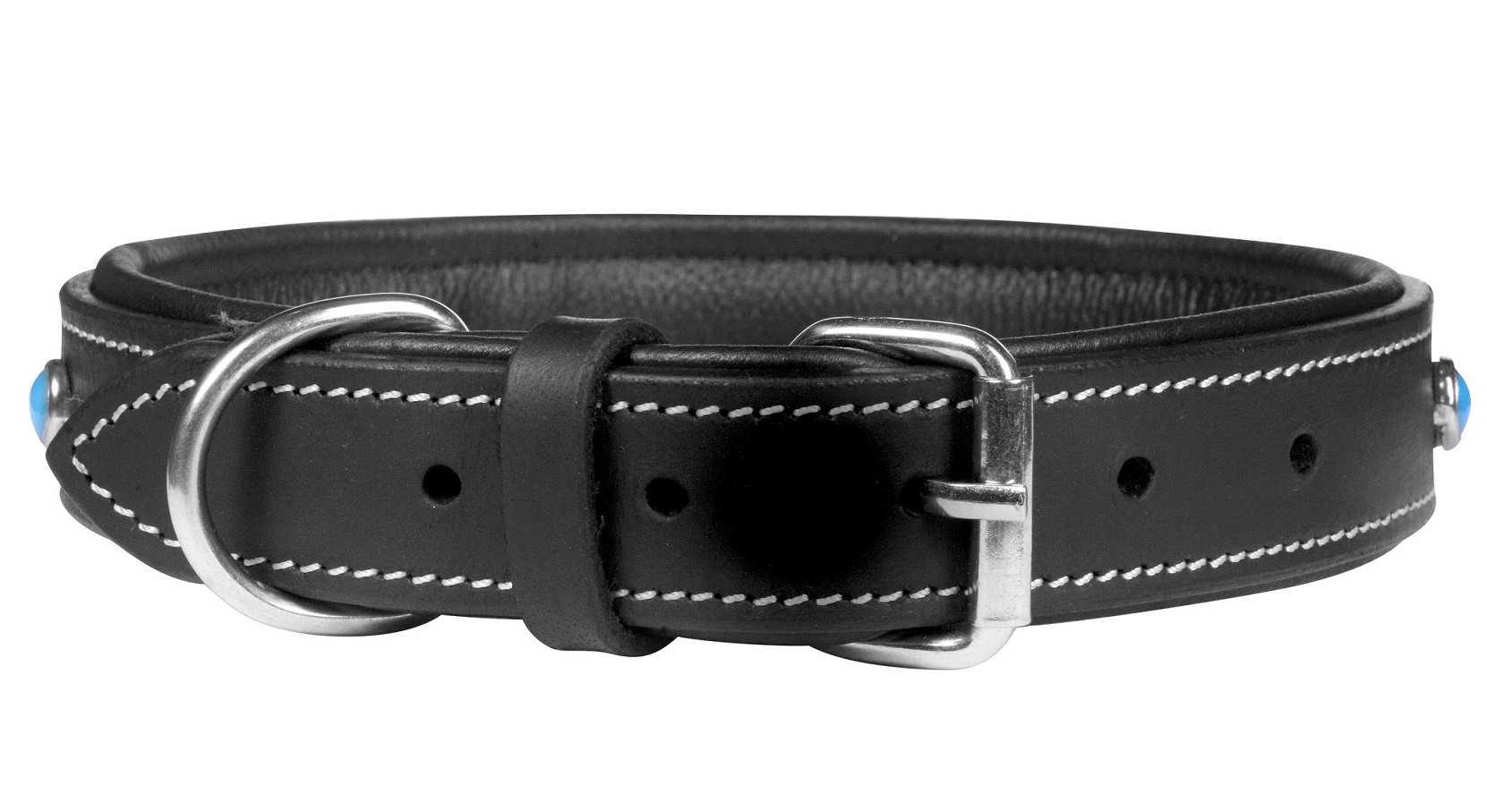 H-F8.2 MTDC-004 Leather Dog Collar Black M 53x2.5cm