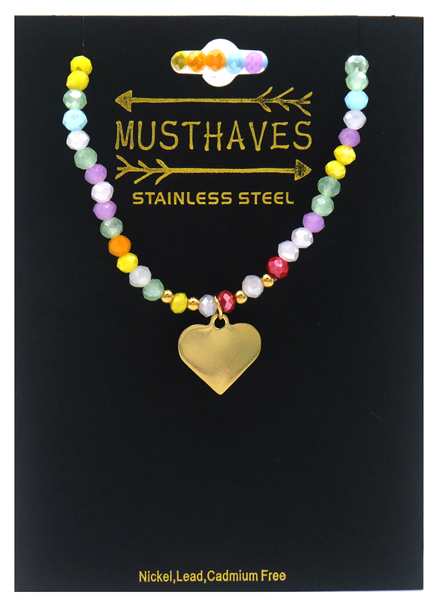 D-E16.2 B100-005-1 S. Steel Bracelet Glassbeads