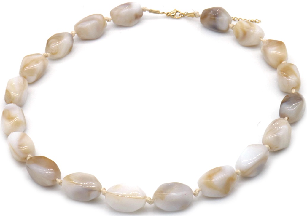 H-F23.1 N2582-016-6 Necklace with Acrylic Beads 47-55cm Brown