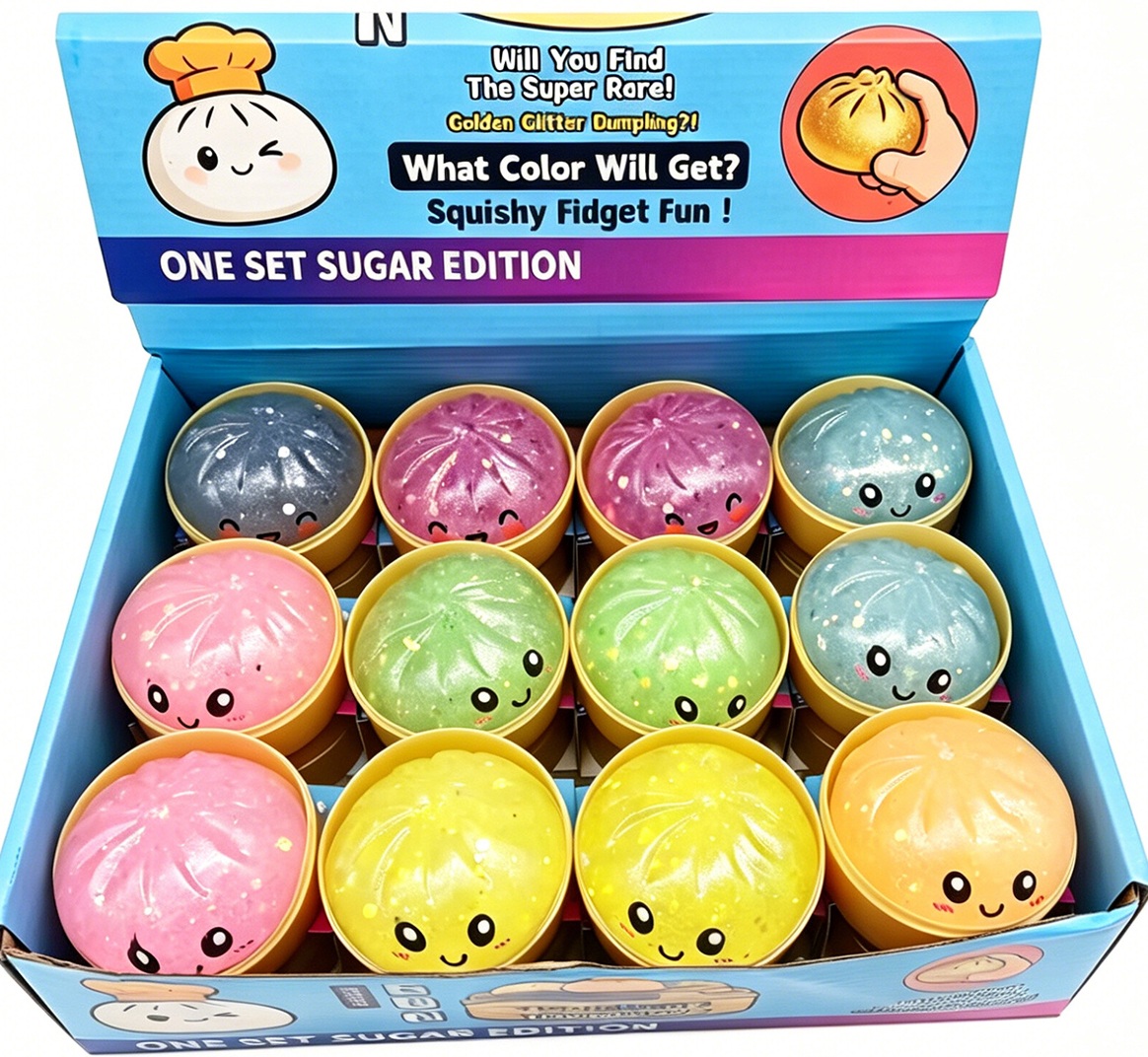 Q-A7.1 TOY2610-073 Squishy Dumpling 5cm Glitter - 24pcs