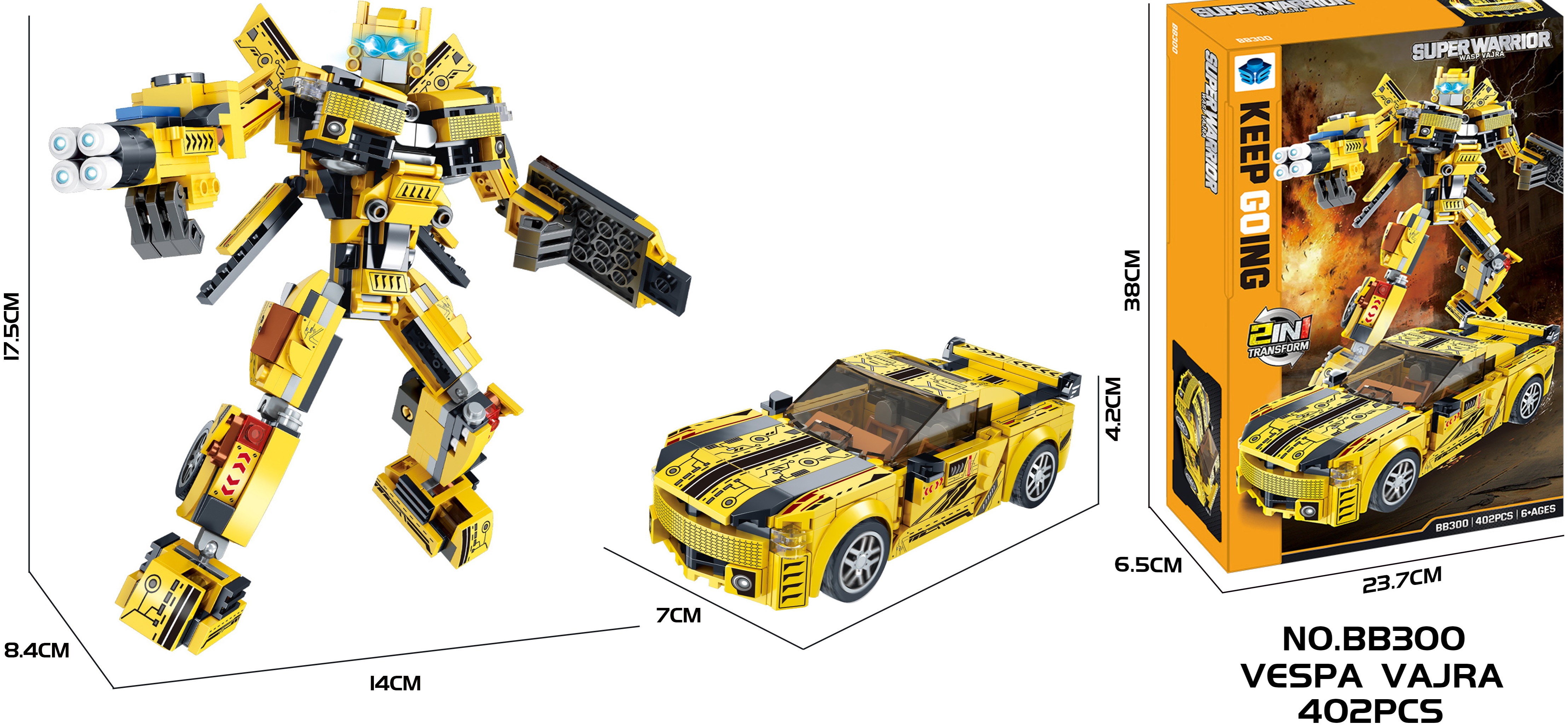 Z-A1.4 BB300 Building Block Set Car Robot 2 in 1  - 402pcs