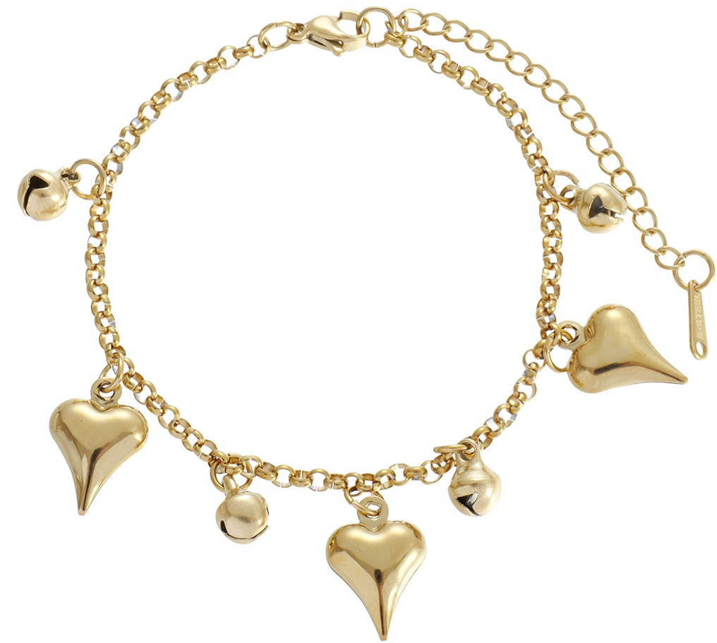 C-F23.2 B2616-006G S. Steel Bracelet Hearts 16-21cm