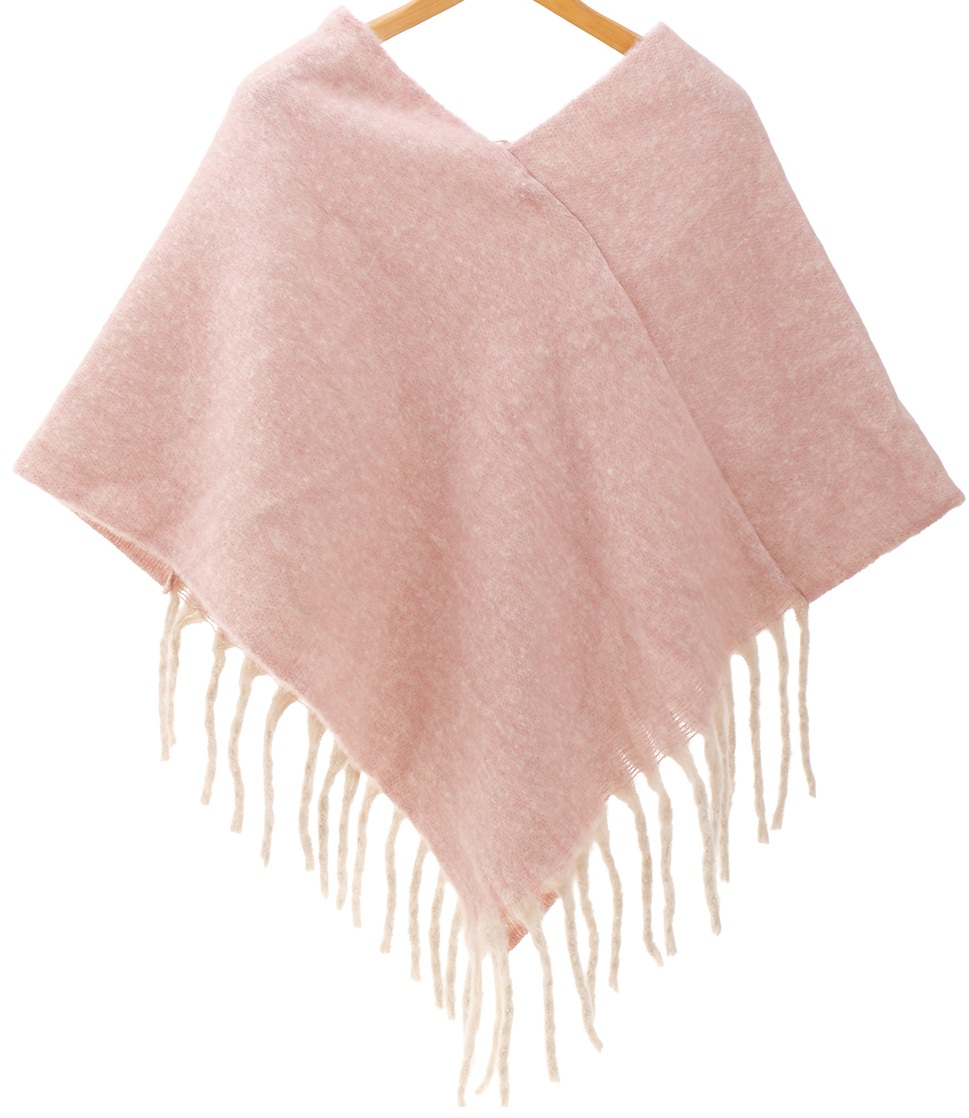 Q-L2.2  SCARF2588-011-5 Woven Winter Poncho Pink