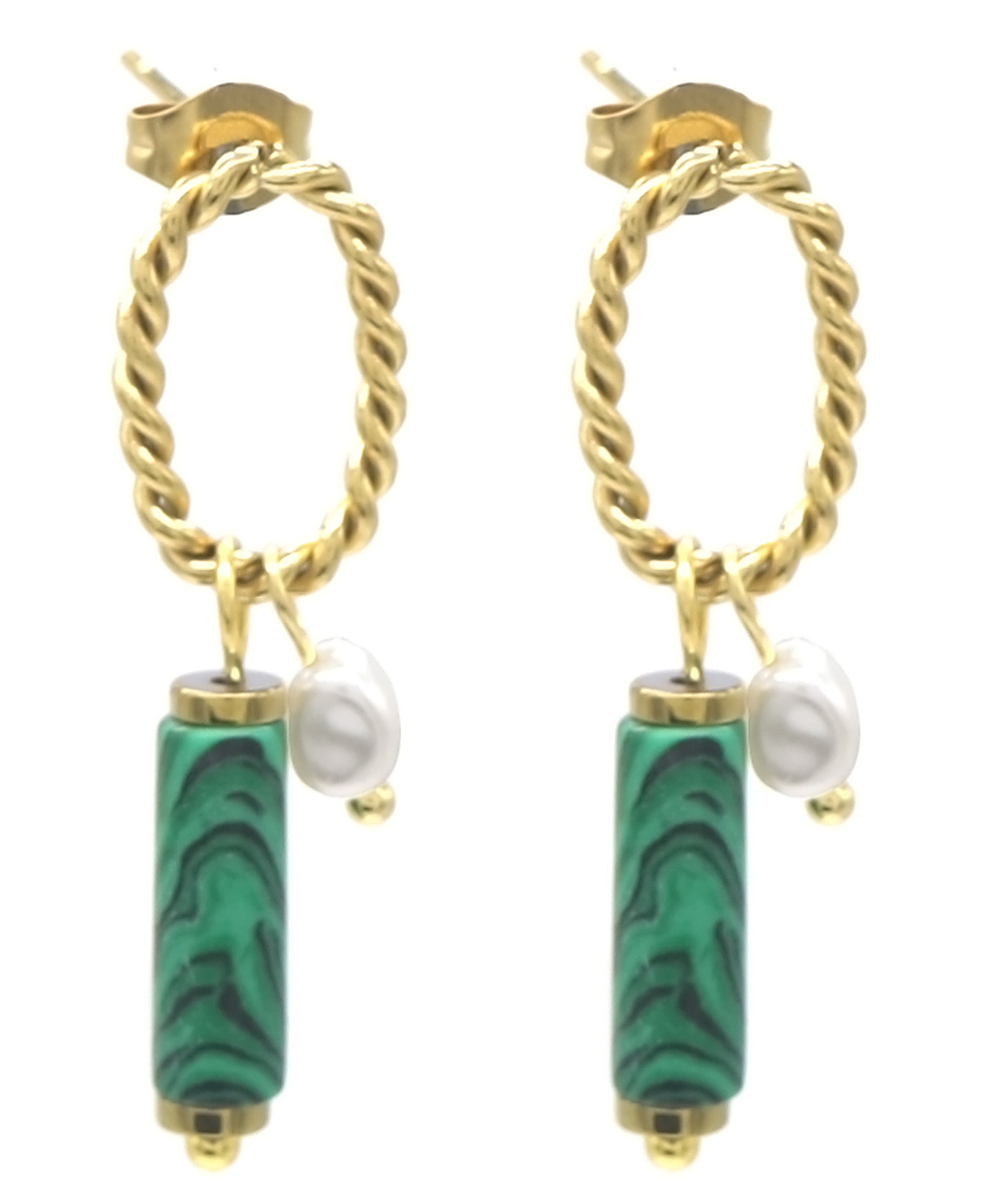 E-B19.2 E2275-013G S. Steel Earrings Stone 3cm