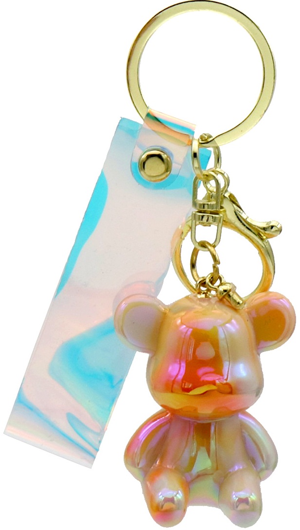 E-B15.3 KY1146-014-6 Keychain Shiny Bear - 4.5cm - Orange