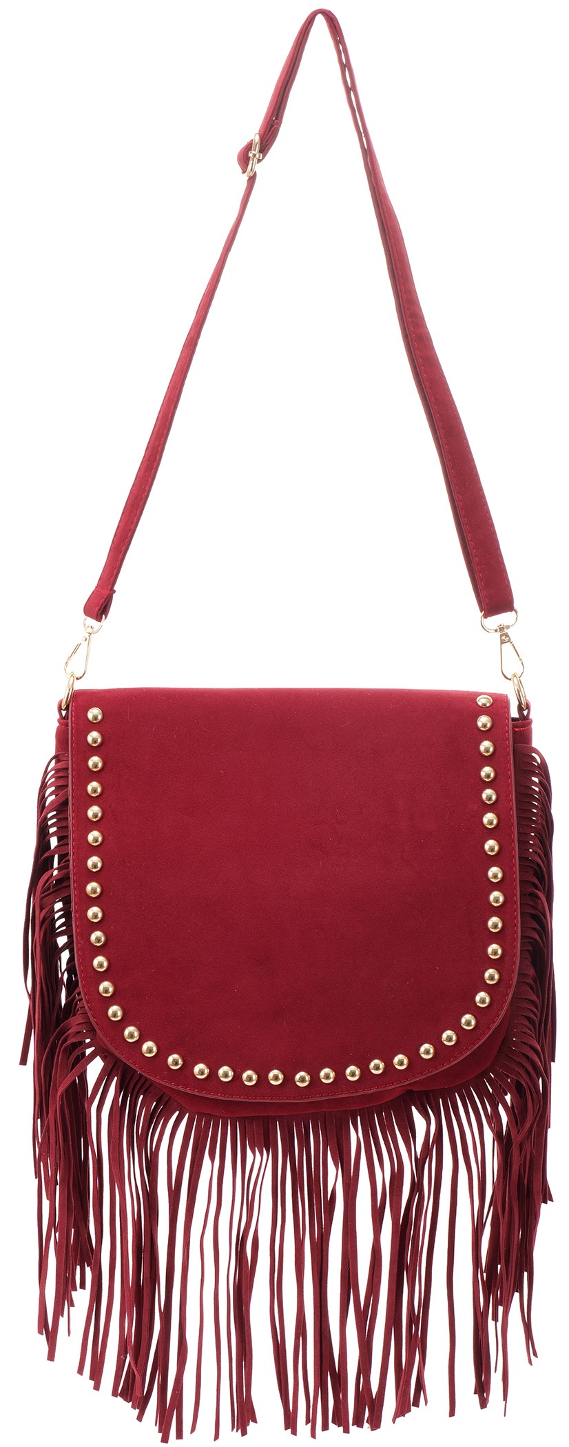 Q-L3.1 BAG1122-001-2 PU Bag Fringes and Studs 30x27cm Red