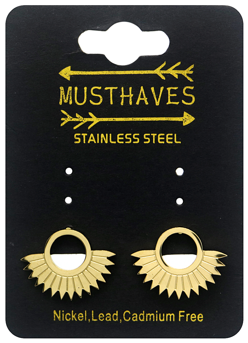 F-D15.1 E031-004G S. Steel Earrings Sun 2x1.5cm