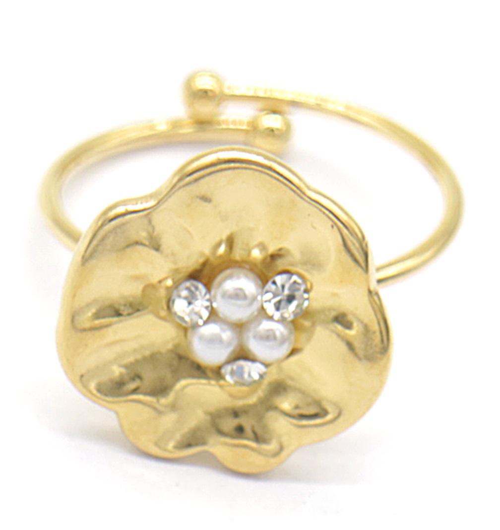 D-B15.3 R031-001G S. Steel Ring Crystals - Pearls