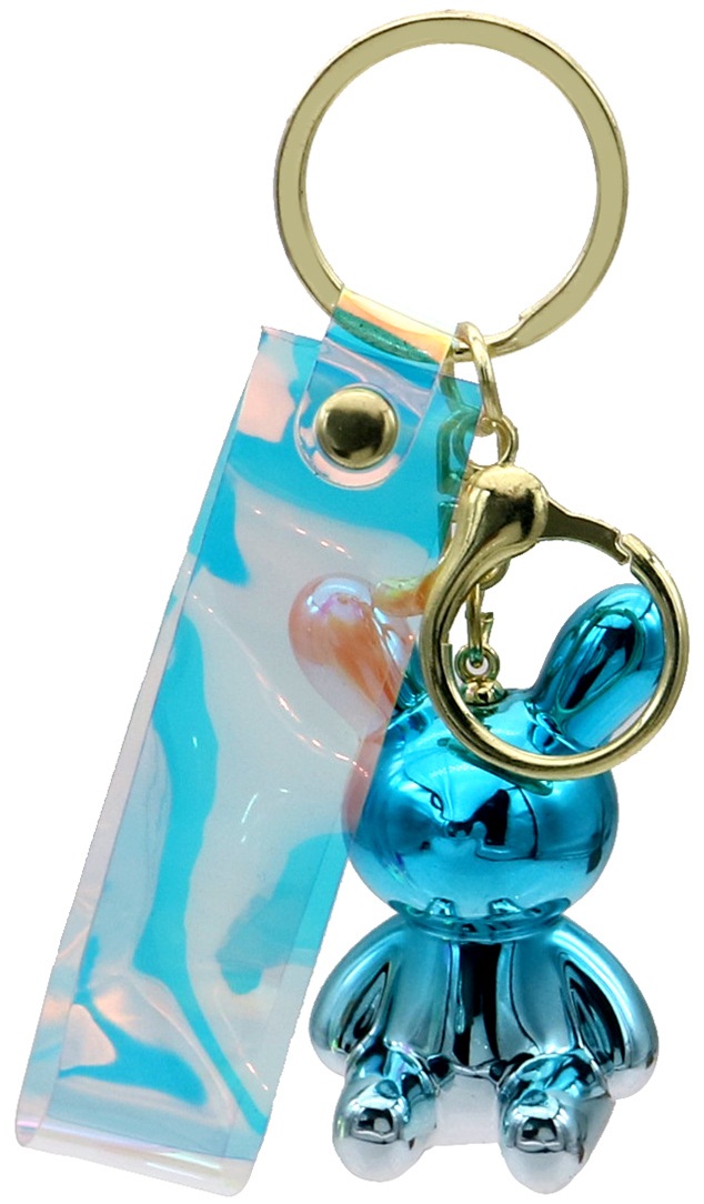 I-A11.1  KY1146-013-3 Keychain Shiny Bunny - 4.5cm - Blue