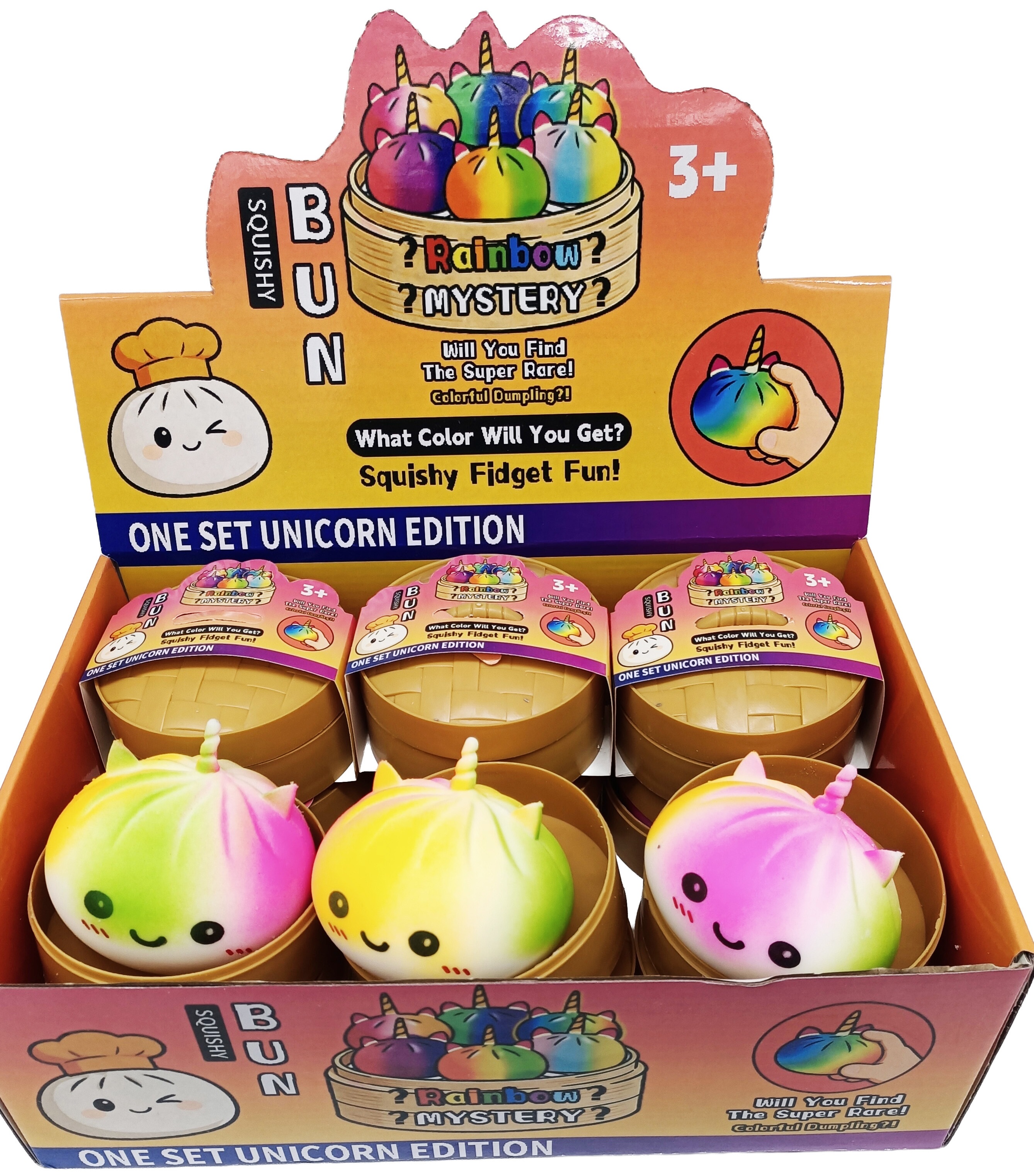 Q-A3.2 TOY2610-112-Rainbow Squishy Dumpling Unicorn 8.5cm - 12pcs