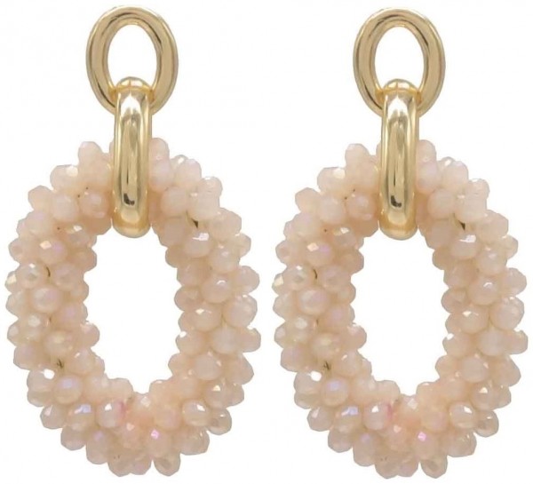 D-B14.1 E725-001 No. 15 Earring Faceted Glass Beads 5cm Brown