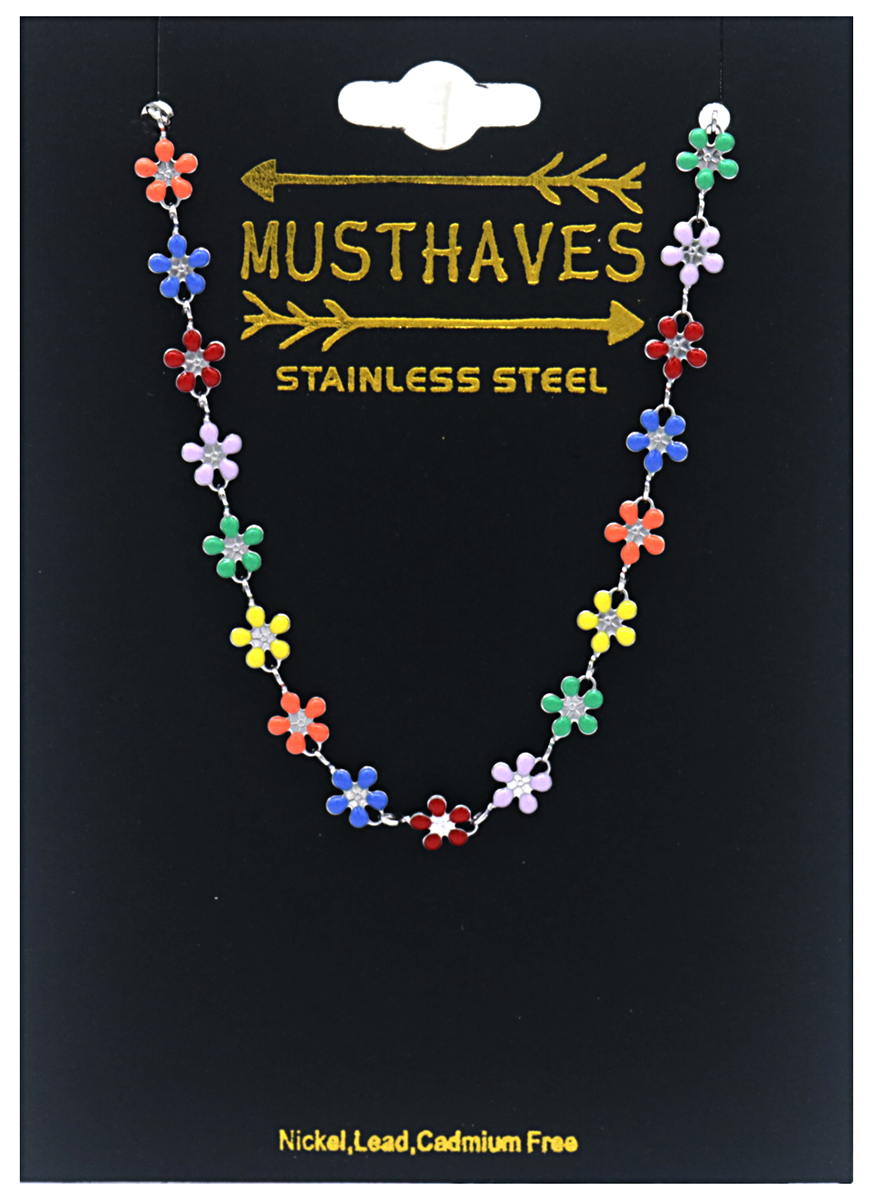 B-A19.1 B835-036S S. Steel Bracelet Flowers Multi 16-21cm