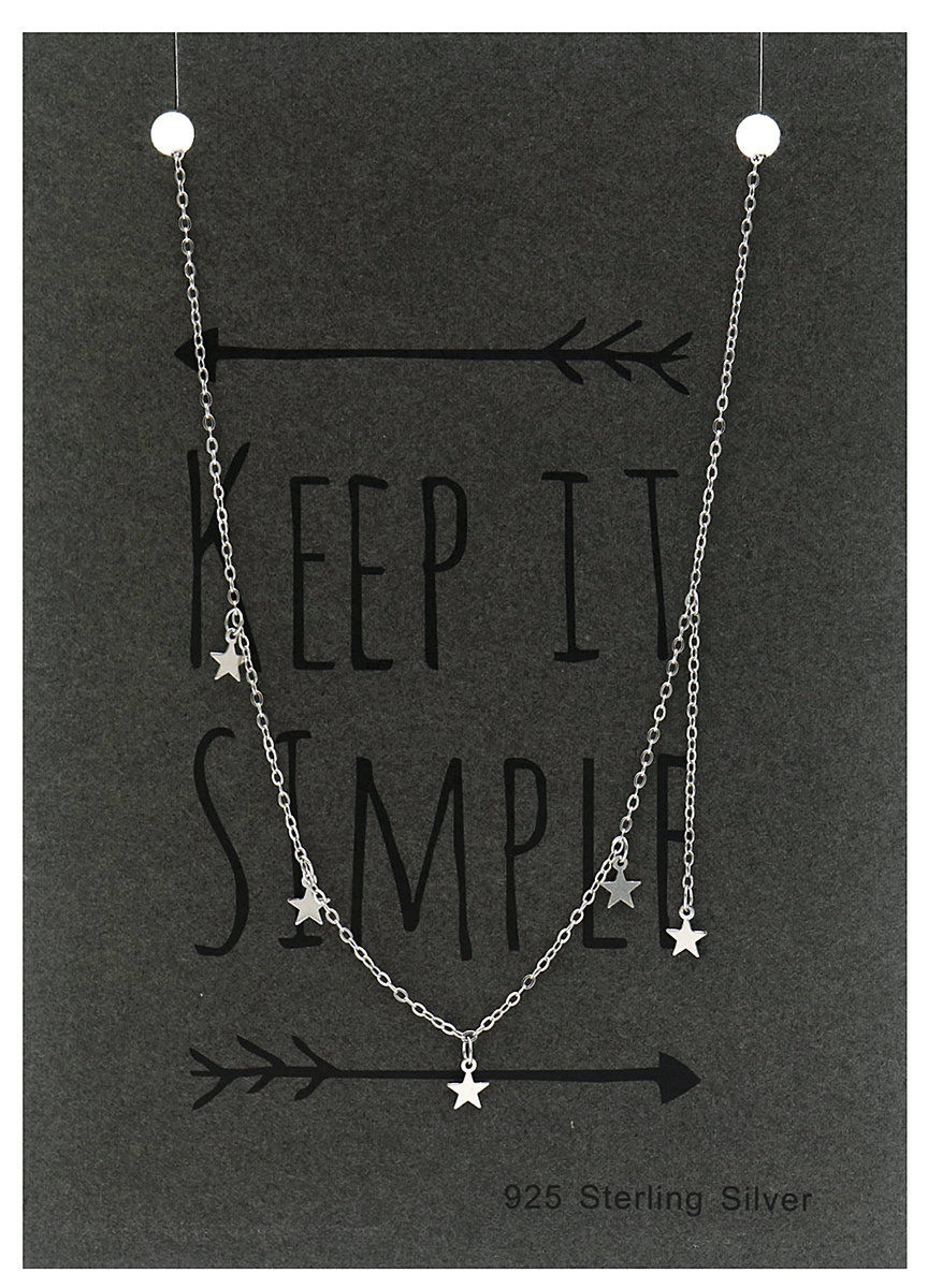B-D17.5 SN104-368 925S Silver Necklace Stars
