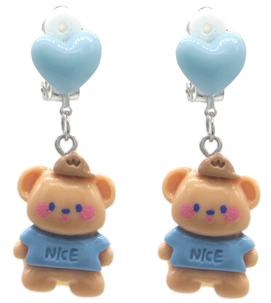 G-C16.3 E1030-004 Earrings for Kids Clip On - Bear
