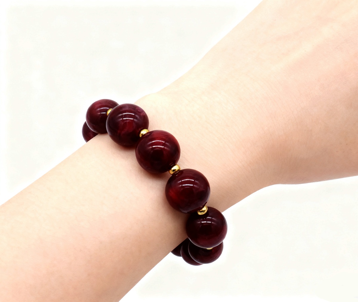 D-D8.2 B2582-043-8 Elastic Bracelet S. Steel and Acrylic Beads Boreaux