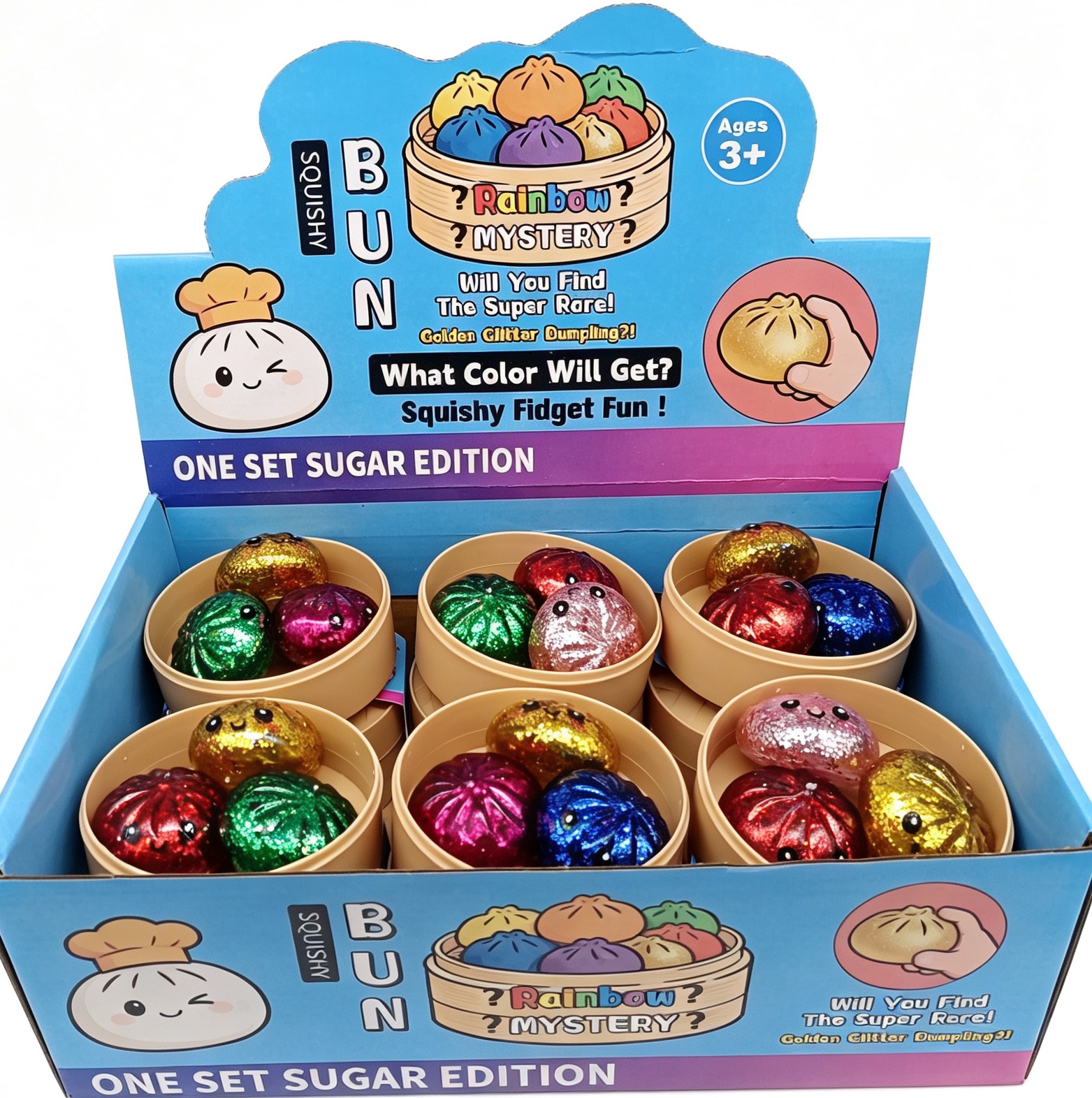 Q-A8.1 TOY2610-126 Squishy Dumpling Set 3pcs Sugar Glitter - 12pcs