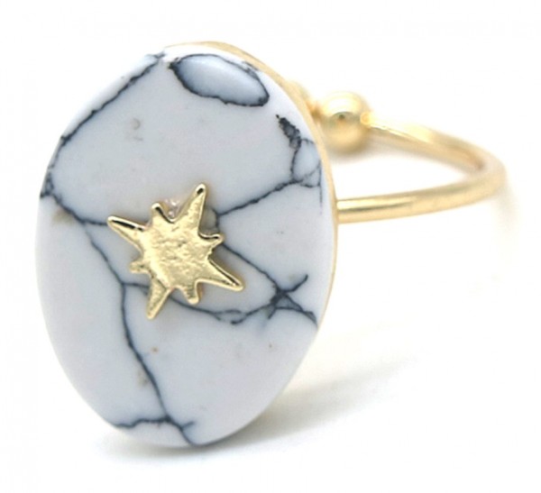 G-E2.2  R532-008G Adjustable Ring Marble with Northern Star  G-E2.2  R532-008G Adjustable Ring Marble with Northern Star