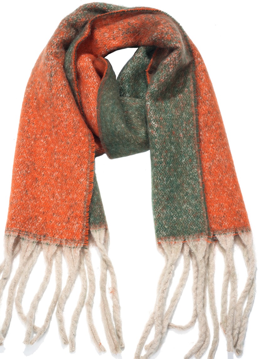 K-D8.2  SCARF705-176-3 Winter Scarf 190x40cm - Green-Orange