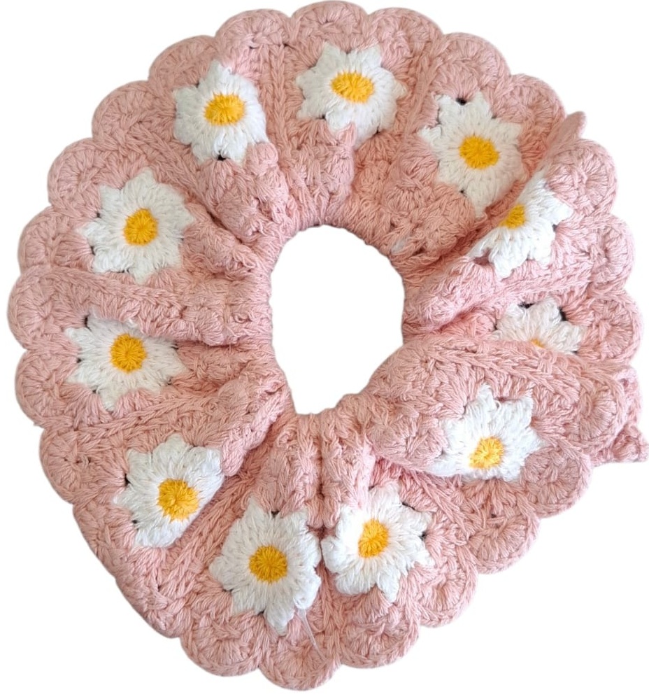 X-I1.2 H2622-010-3 XL Knitted Scrunchie 16cm - Pink
