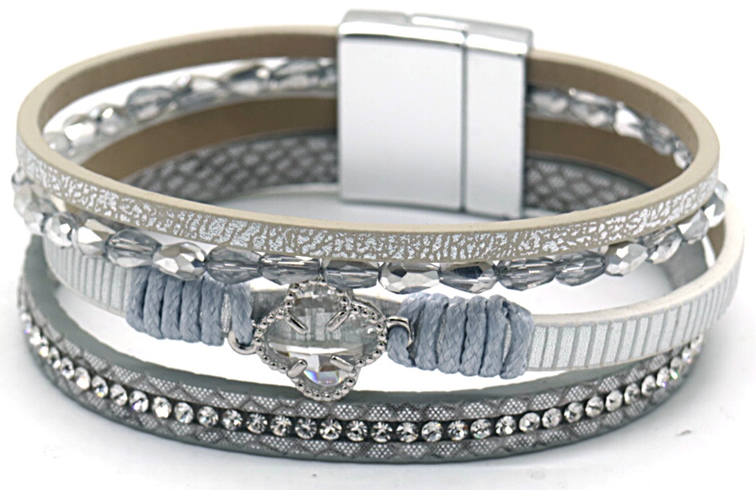 H-D9.3 B825-003-3 Leather Bracelet 19cm Grey