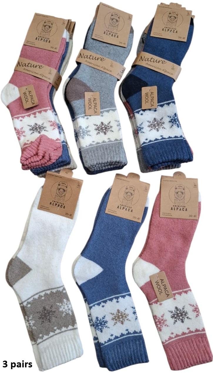 Y-F5.3  JN25-9308 Woolen Socks Size 36-41 Mixed Colors - 3-Pack