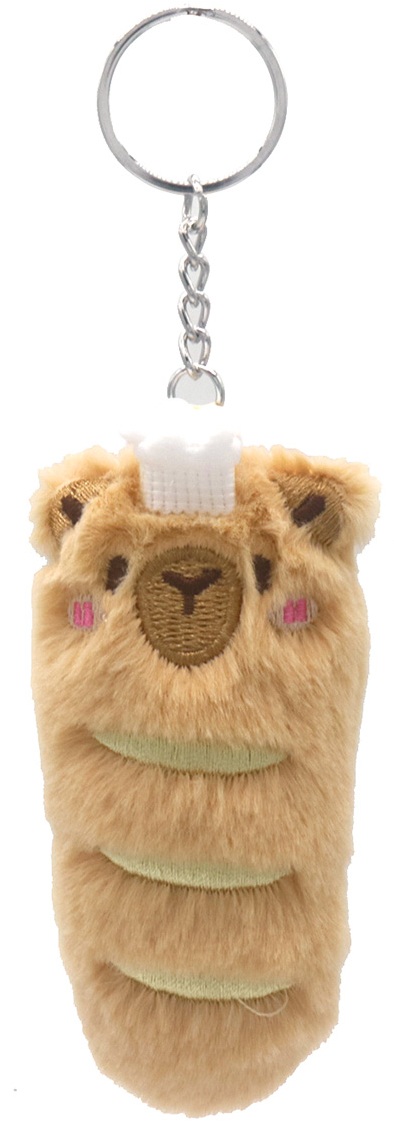 R-B4.1 KY2555-008 Keychain Plush Capybara Baguet 9cm