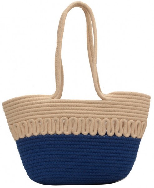 Y-A1.3 BAG001-001 Cotton Woven Bag 42x26x8cm Blue