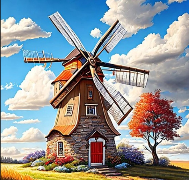 Q-A3.1 DP2545026 Diamond Painting Canvas 40x30cm - Painting 35x25cm Windmill Q-A3.1 DP2545026 Diamond Painting Canvas 40x30cm - Painting 35x25cm Windmill