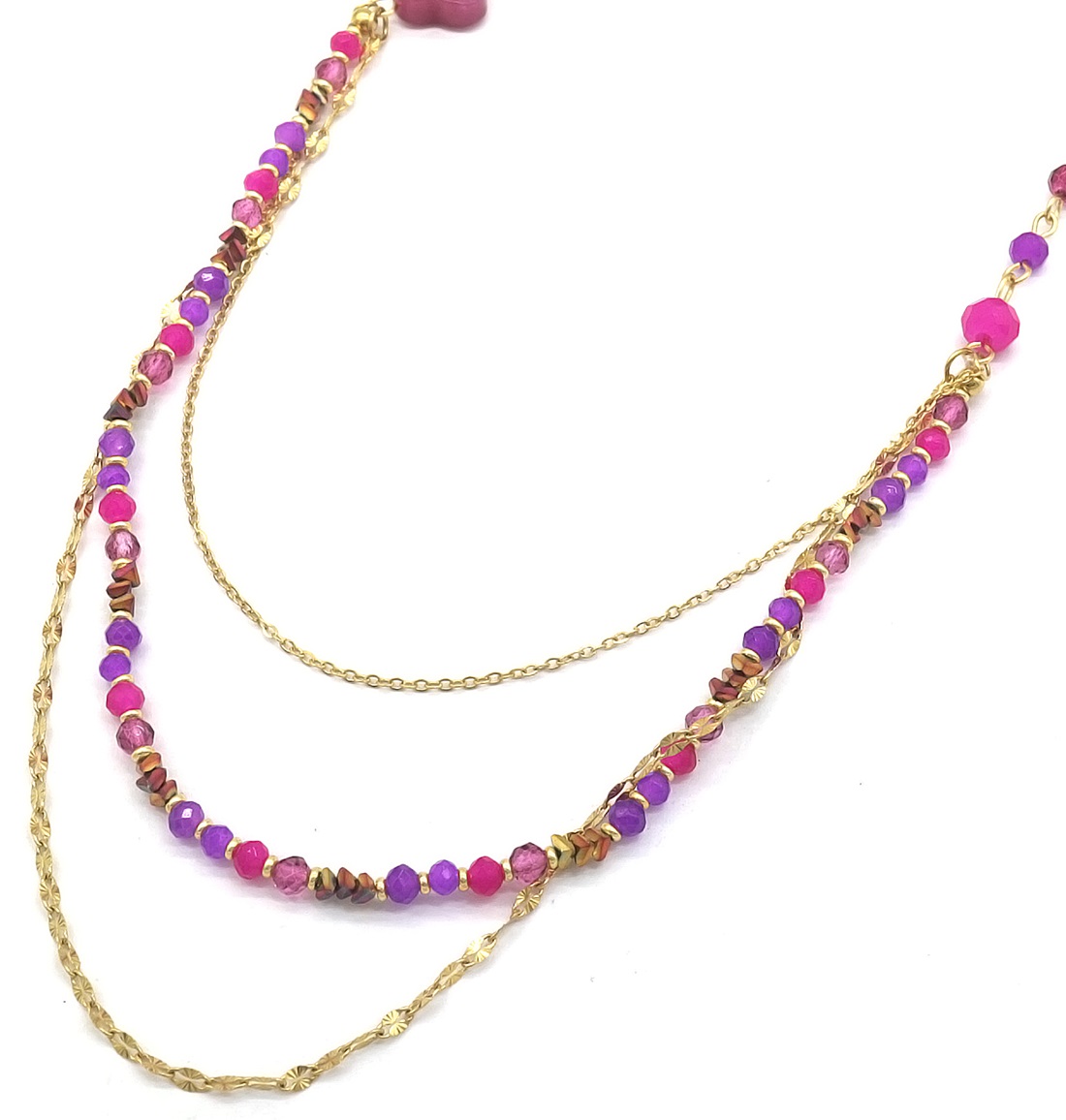 C-D9.1 N221-363 No. 4 S. Steel Necklace Layered Purple