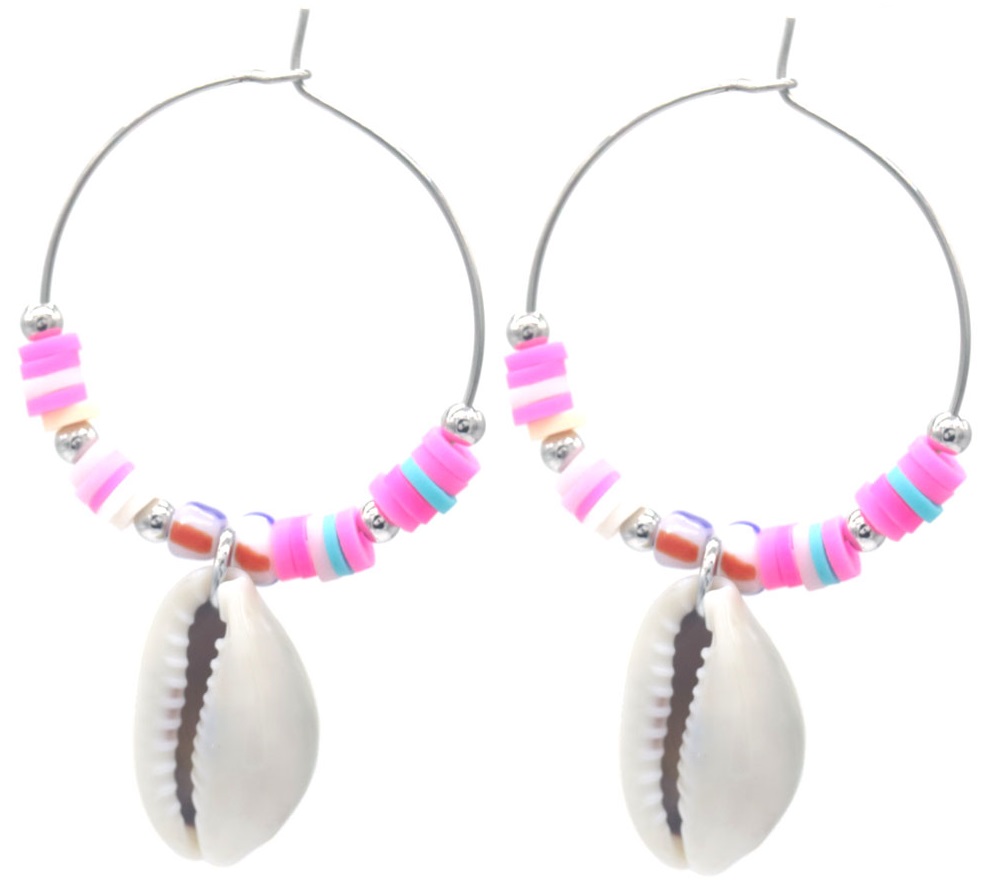 A-F16.1 E2431-037 S. Steel Earrings Shell 5x3cm
