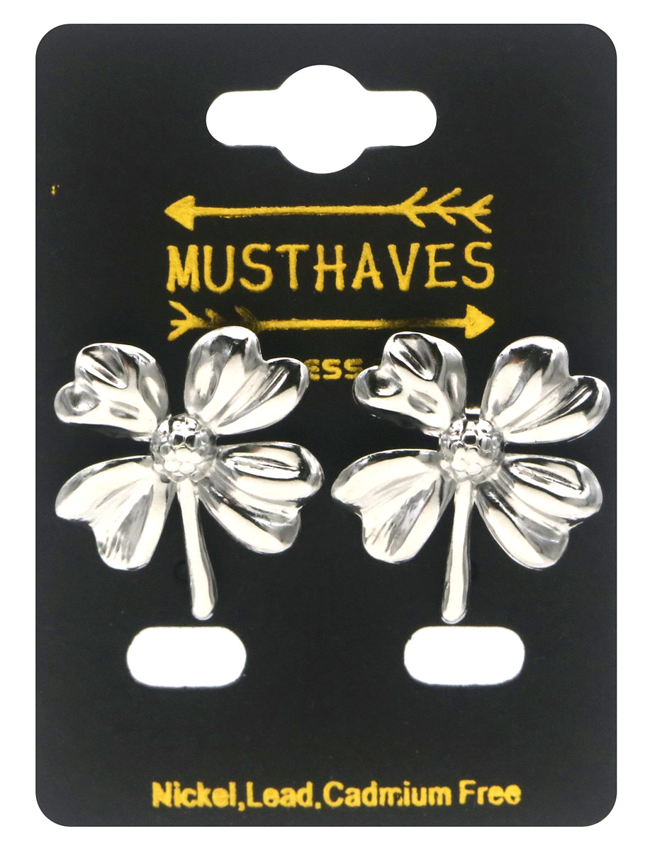 A-F4.4 E2612-159S S. Steel Earrings Flower 2.5cm