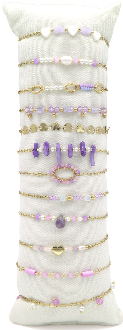 S-E8.1 B221-478-2 Steel Bracelet Set on Cushion - 12pcs Purple