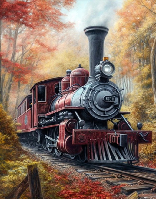 T-P2.2 DP2545032 Diamond Painting Canvas 40x30cm - Painting 35x25cm Train