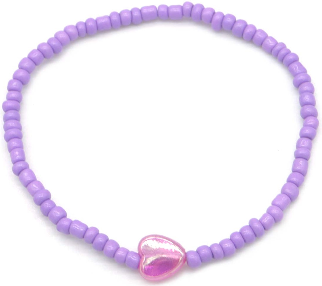 C-D11.2 ANK2375-004-7 Anklet Heart Purple For Kids