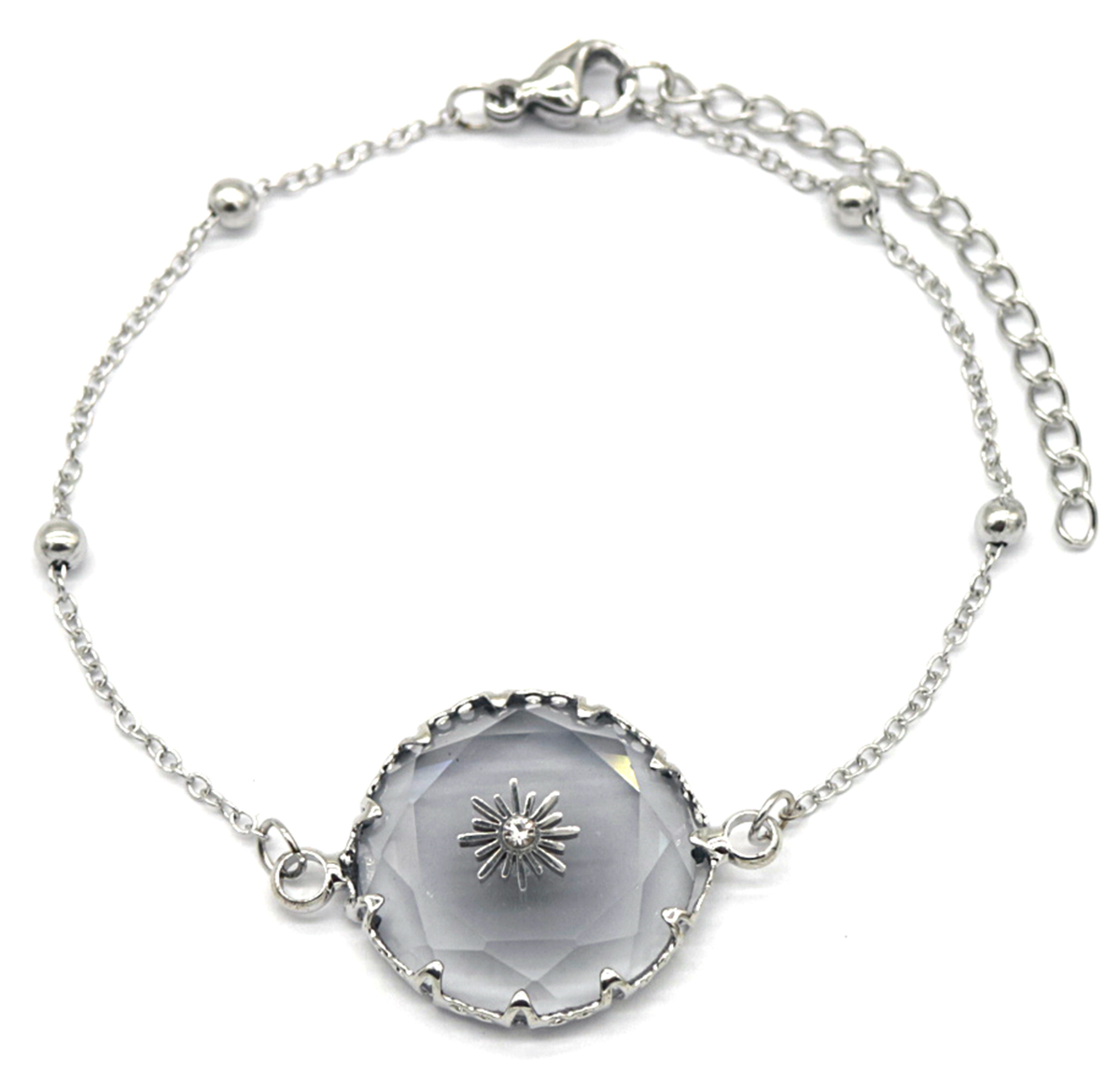 A-B19.1 B031-003S S. Steel Bracelet Glass 16-21cm