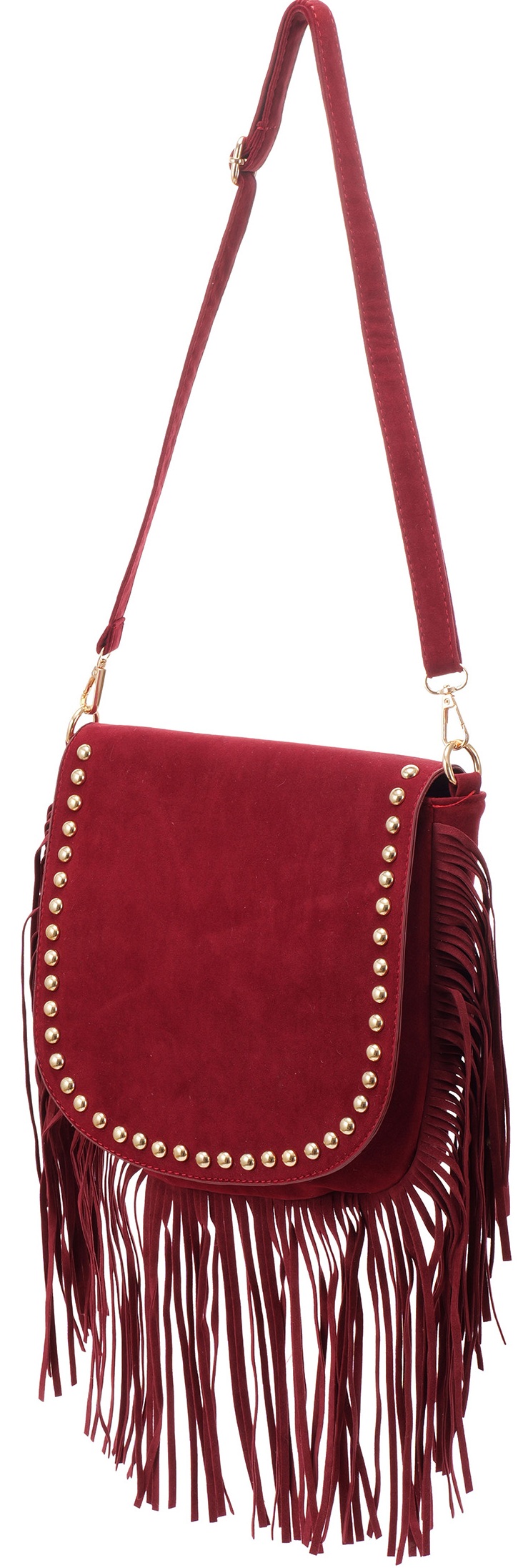 Q-L3.1 BAG1122-001-2 PU Bag Fringes and Studs 30x27cm Red