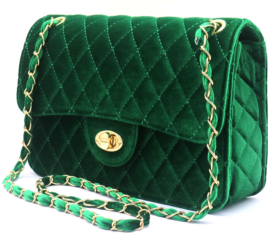 Y-E3.2 BAG603-001B Bag Velvet 27x19x8cm Green