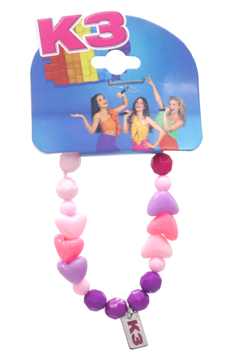 E-C16.3 K3-ZSB030 Bijoux Armband Roze-Paars met Hartjes