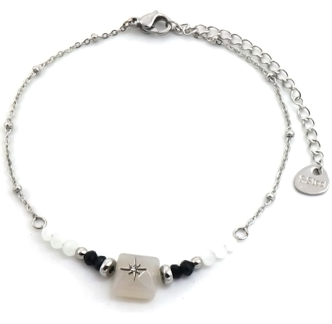 A-B21.1  B2275-004S S. Steel Bracelet Stones