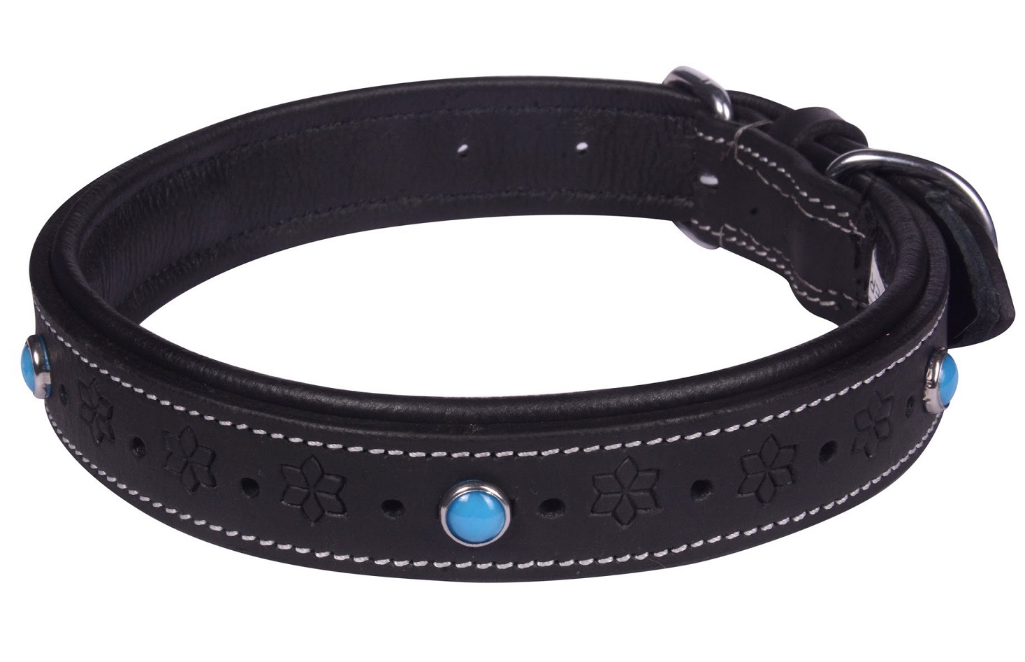 H-F24.1 MTDC-004 Leather Dog Collar Black L 58x2.5cm