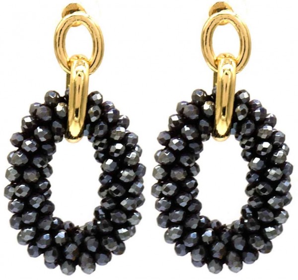 D-C14.2  E725-001 No. 3 Earrings Glass 5cm Grey