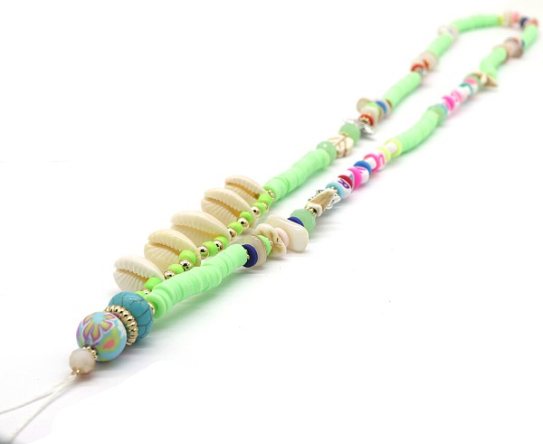 D-A25.2 PC536-019B Phone Cord Necklace 80cm Green