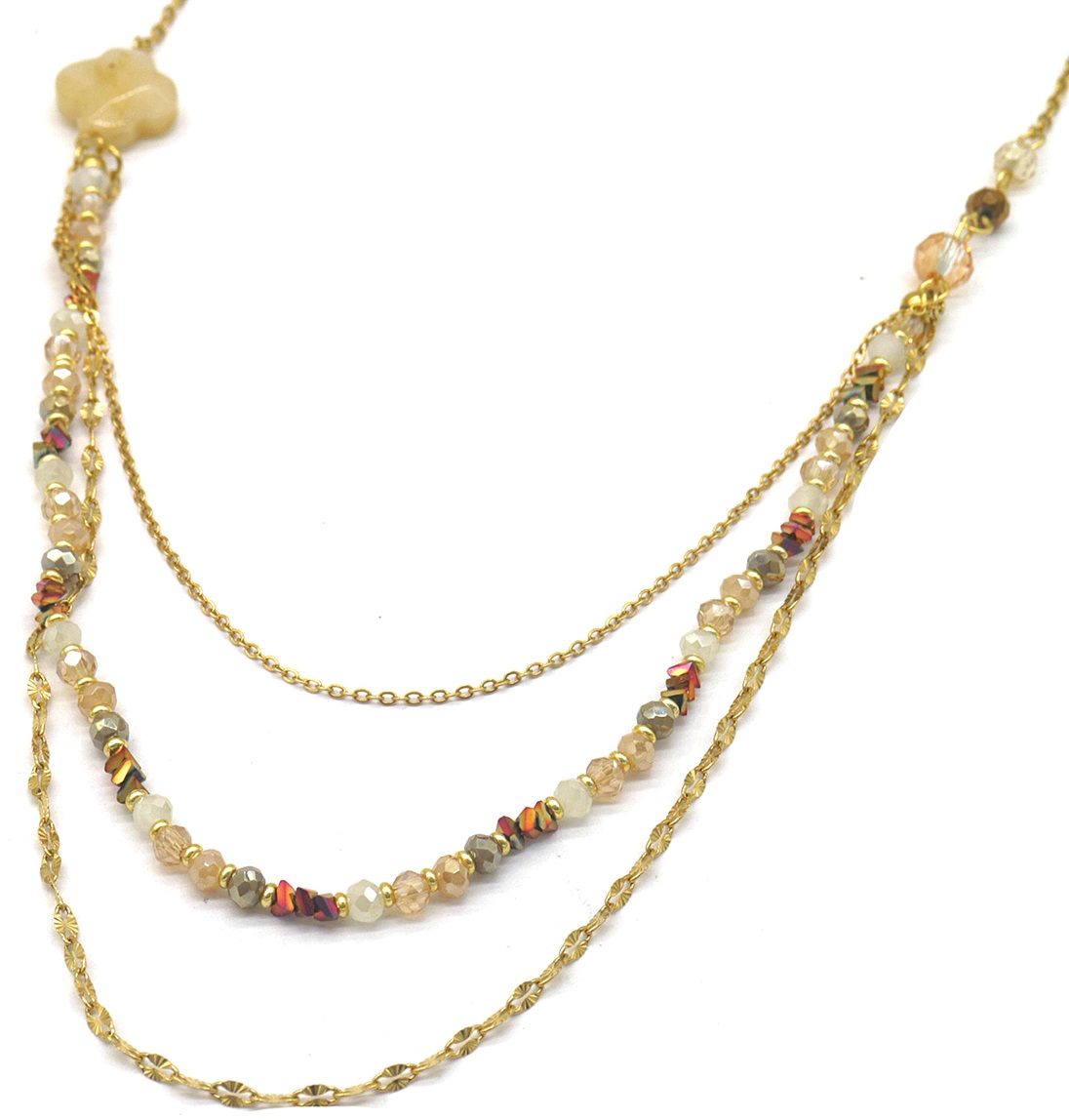 C-C3.3 N221-363 No. 2 S. Steel Necklace Layered Brown