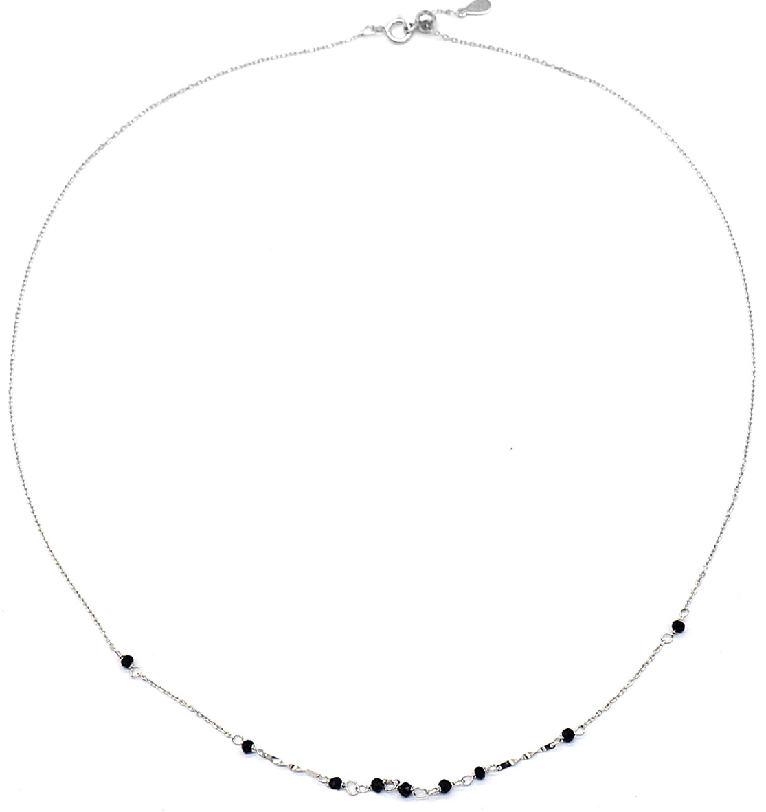 F-F17.5 SN104-288 925S Silver Necklace with 2mm Faceted Glas