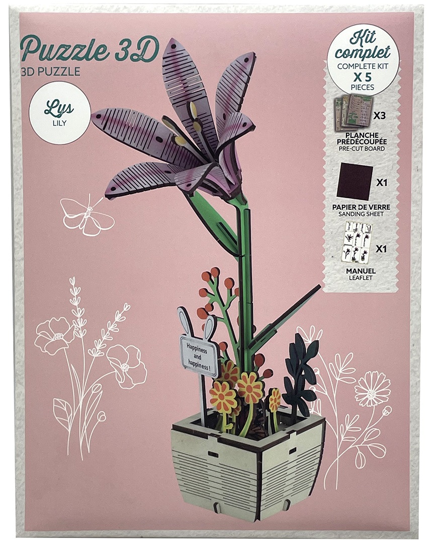 X-C10.2 TOY1153-004-3 Wooden 3D Puzzle Flower