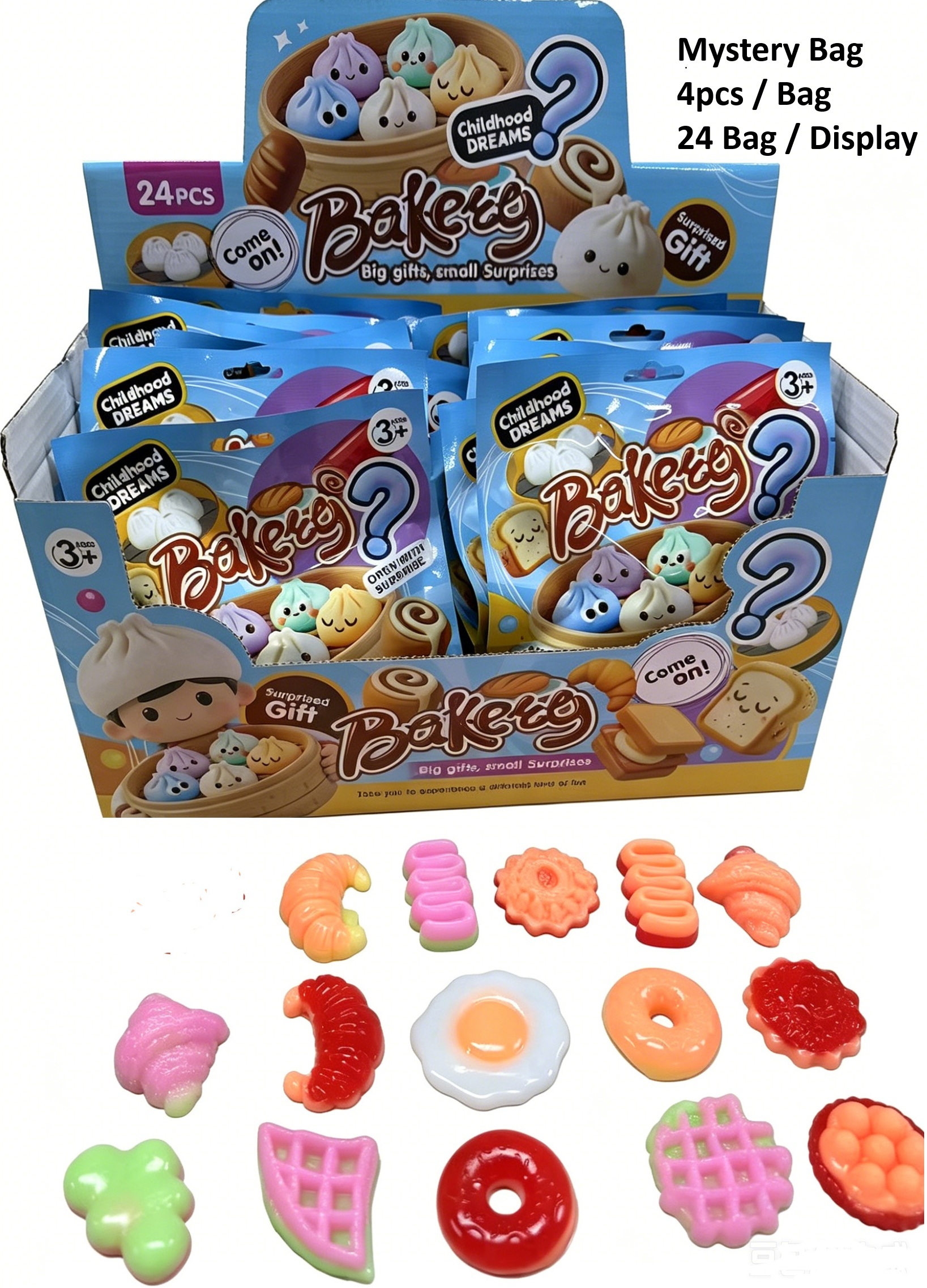 Y-B2.2 TOY2610-114 Mystery Bag Pastries  4pcs per Bag - 24 Bags