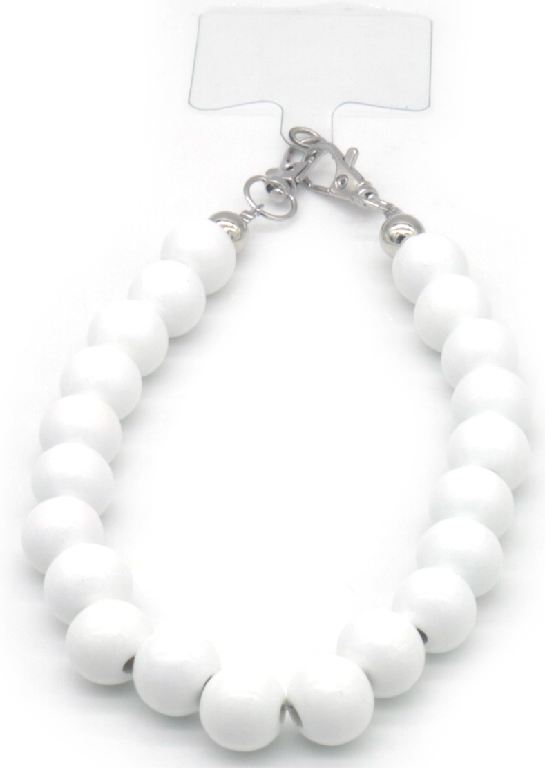 E-E25.1 KEY1026-002-4 Phone Cord Wooden Beads White
